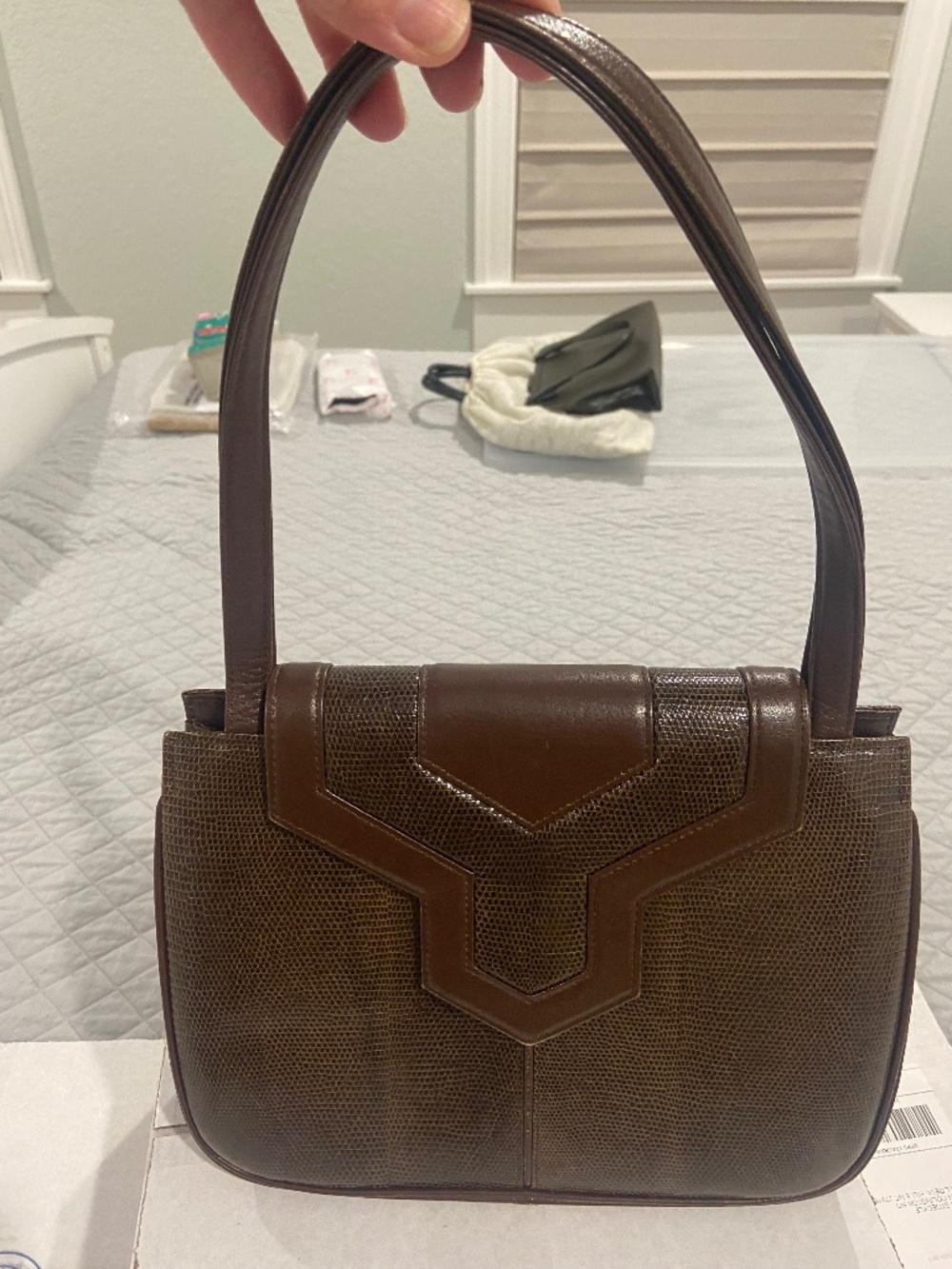 YSL lizard Y shape closure handbag